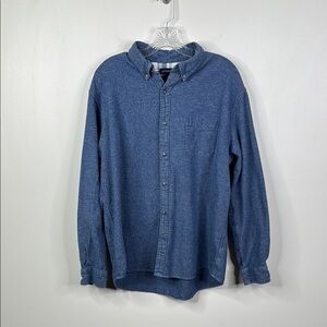 Lands' End Blue 100% Cotton L/S Casual Button Down Shirt Men's Size Extra Large